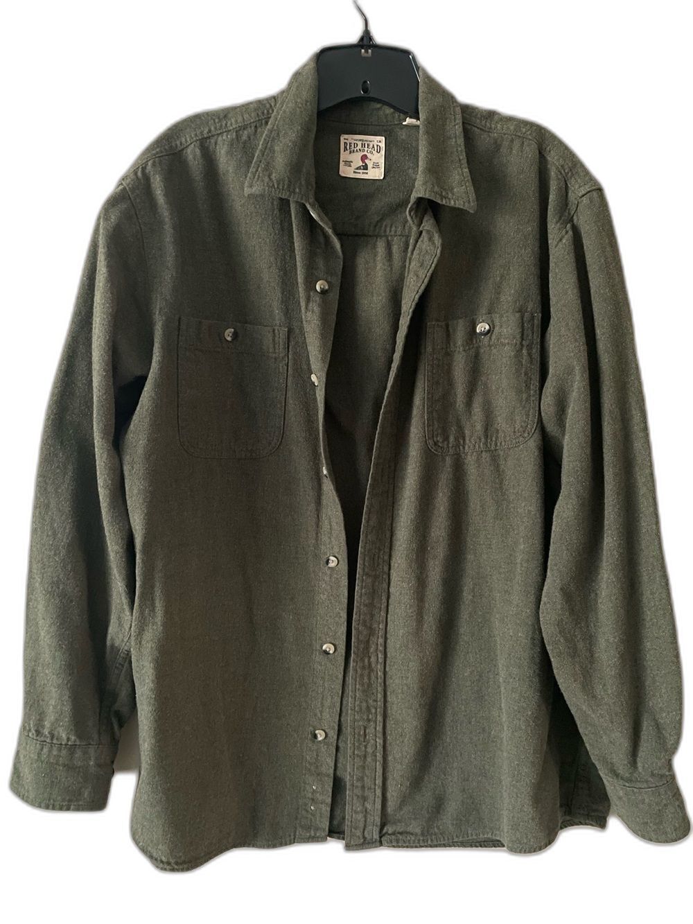 RedHead Brand Co. olive green button-down shirt. Cotton XL  dual chest pockets